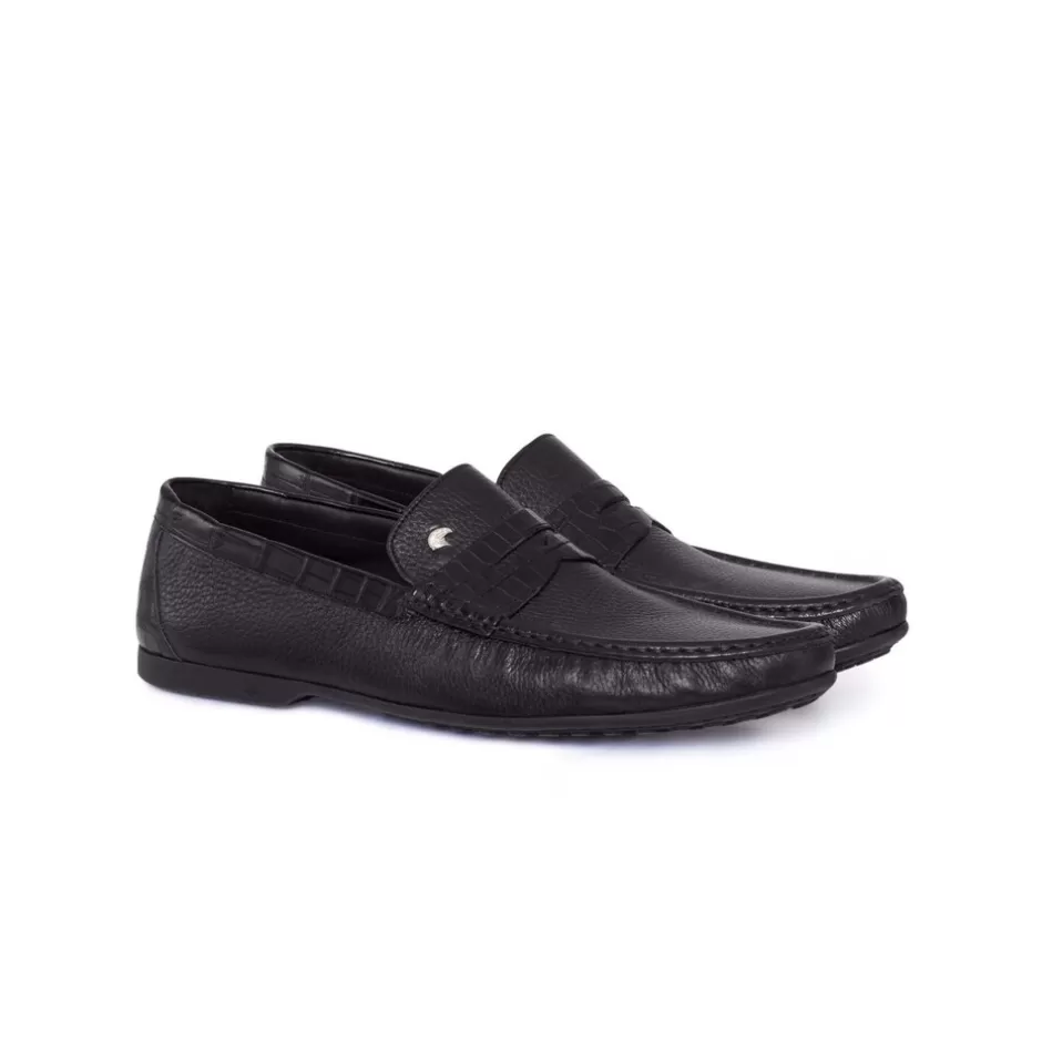 DEERSKIN AND CROCODILE LEATHER PENNY LOAFERS | Stefano Ricci New