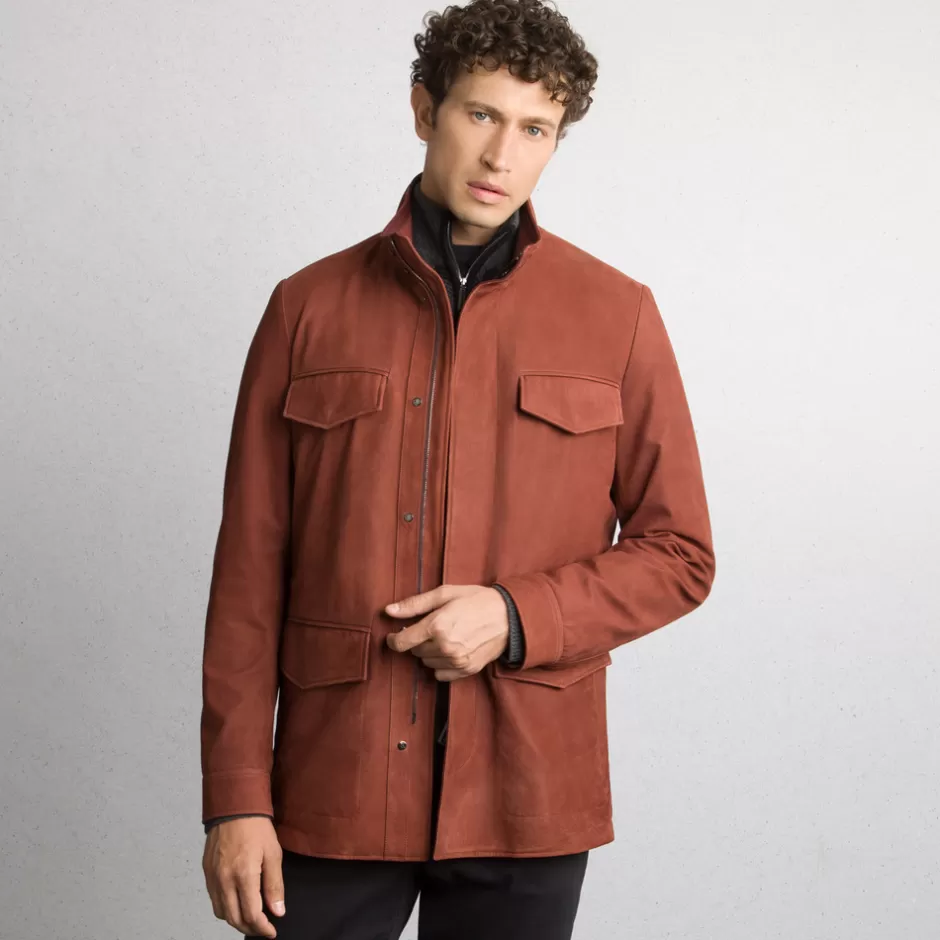 NUBUCK CALFSKIN LEATHER FIELD JACKET | Stefano Ricci Sale