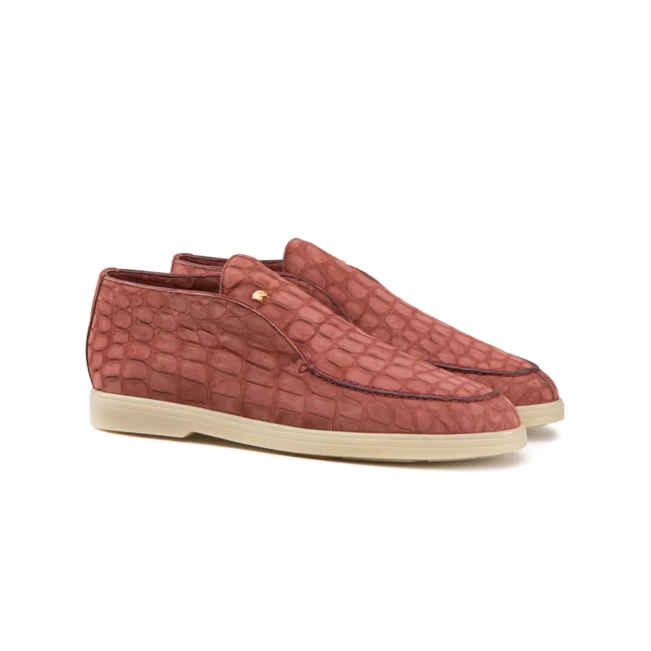 NUBUCK CROCODILE LEATHER LOAFERS | Stefano Ricci New