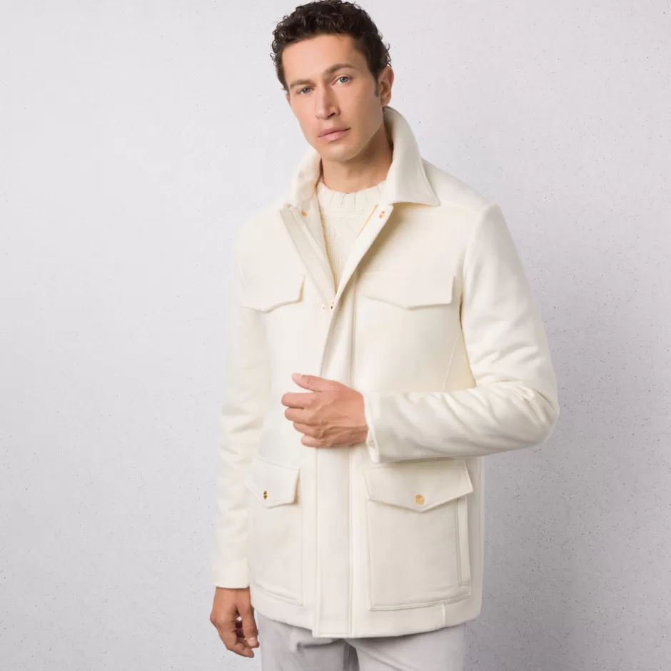 PURE CASHMERE FIELD JACKET WITH SUEDE DETAILS | Stefano Ricci Cheap