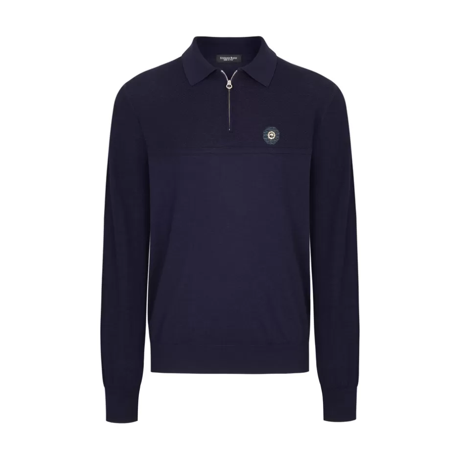 PURE WOOL ZIP POLO SHIRT | Stefano Ricci Outlet