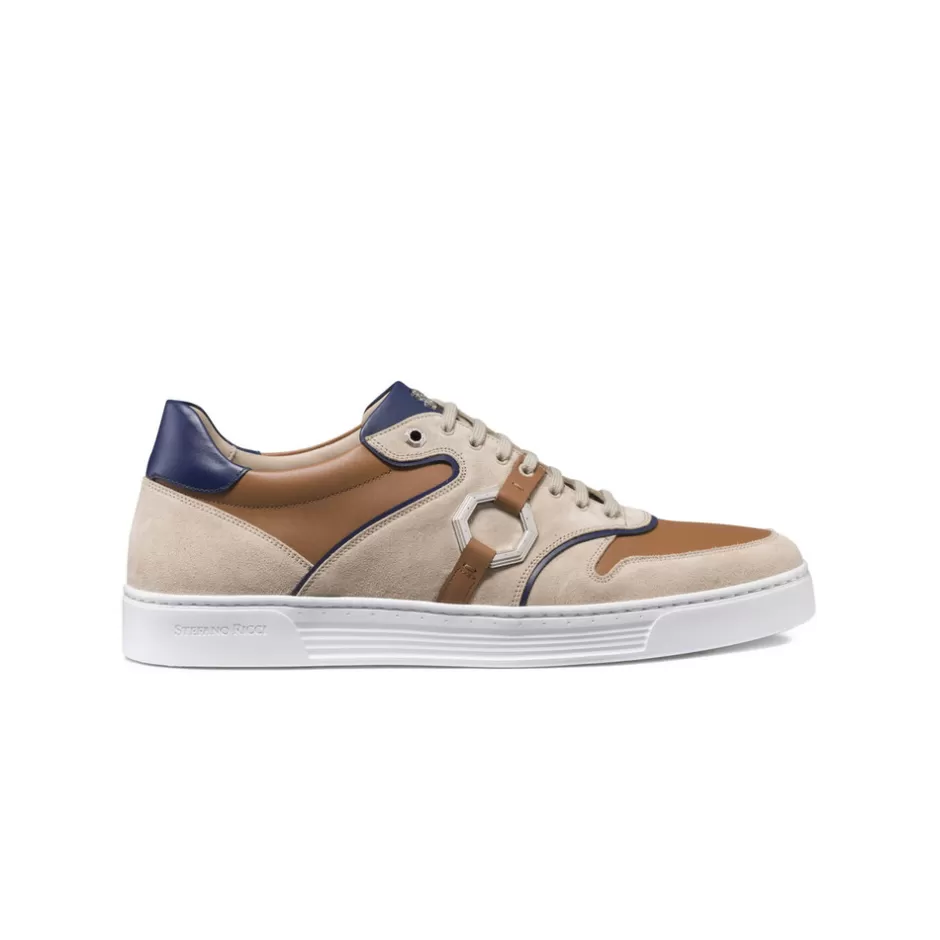 SUEDE AND CALFSKIN LEATHER SNEAKERS | Stefano Ricci Clearance