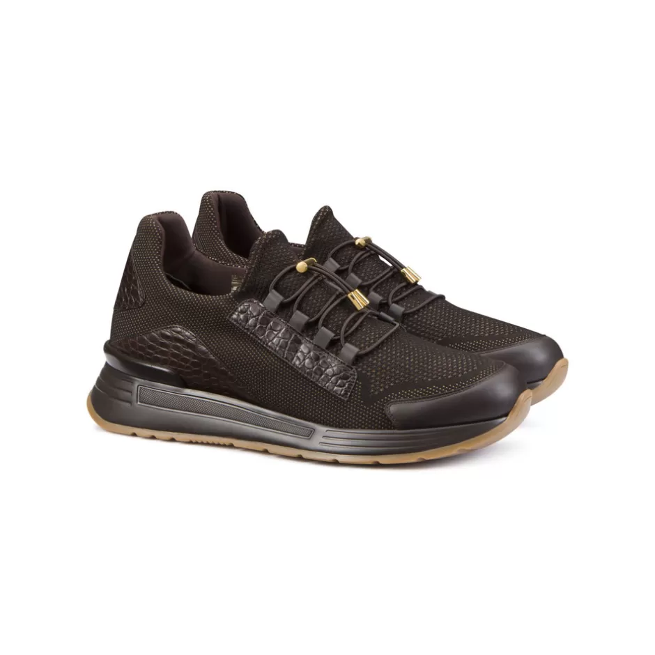 TECHNICAL CALFSKIN AND CROCODILE LEATHER SNEAKERS | Stefano Ricci New