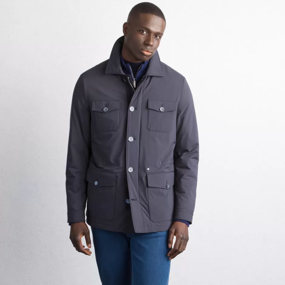 TECHNICAL FABRIC FIELD JACKET WITH SUEDE DETAILS | Stefano Ricci Flash Sale