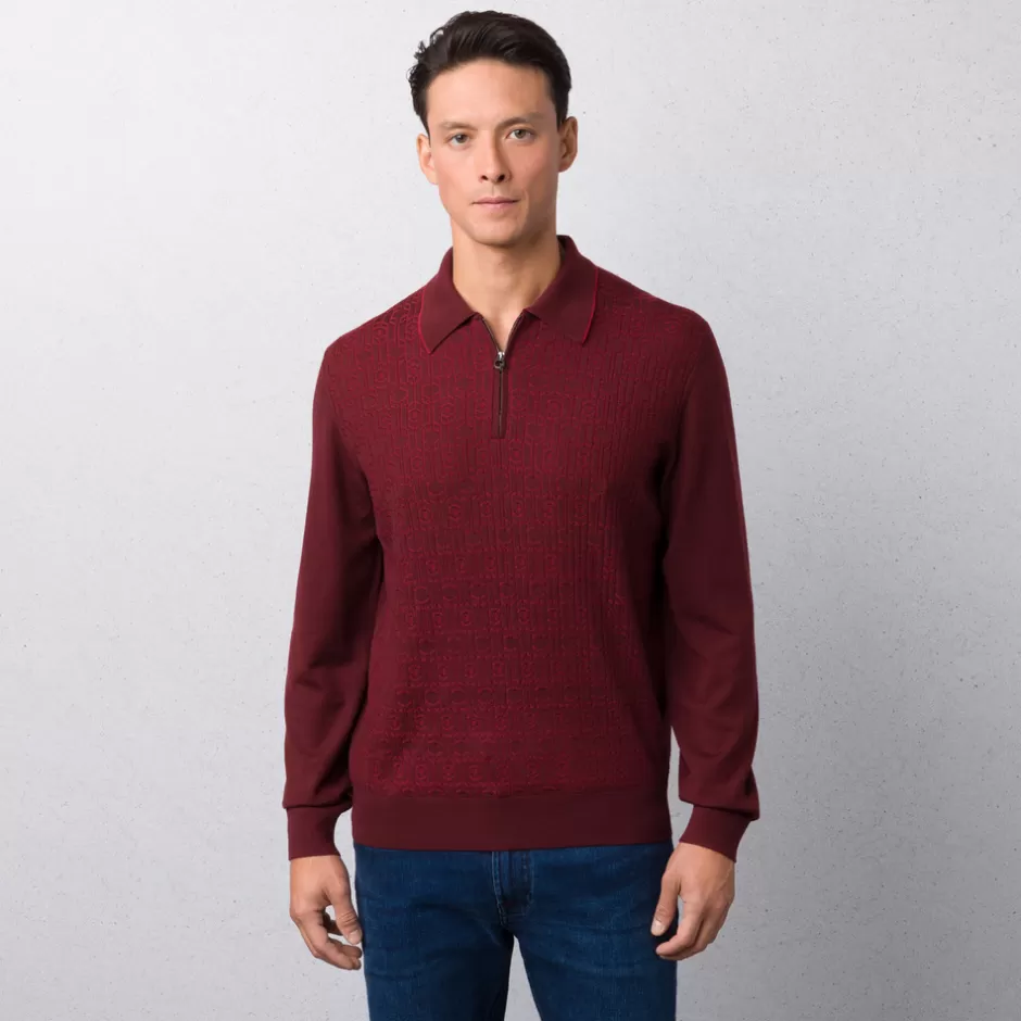 WOOL AND SILK BLEND ZIP POLO SHIRT | Stefano Ricci Online