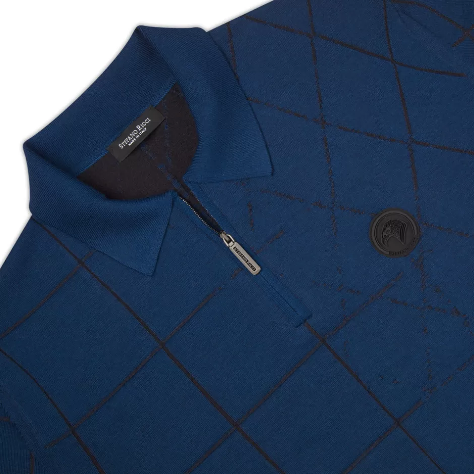 WOOL AND SILK ZIP POLO SHIRT | Stefano Ricci Fashion